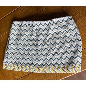 HKR collections Small zig zag mini skirt multicolor sequins side zip EUC